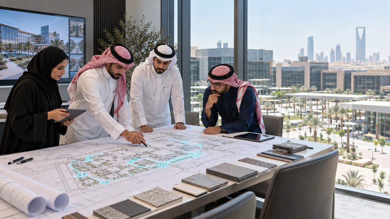 فريق هندسي يخطط للبنية التقنية لمشروع حديث